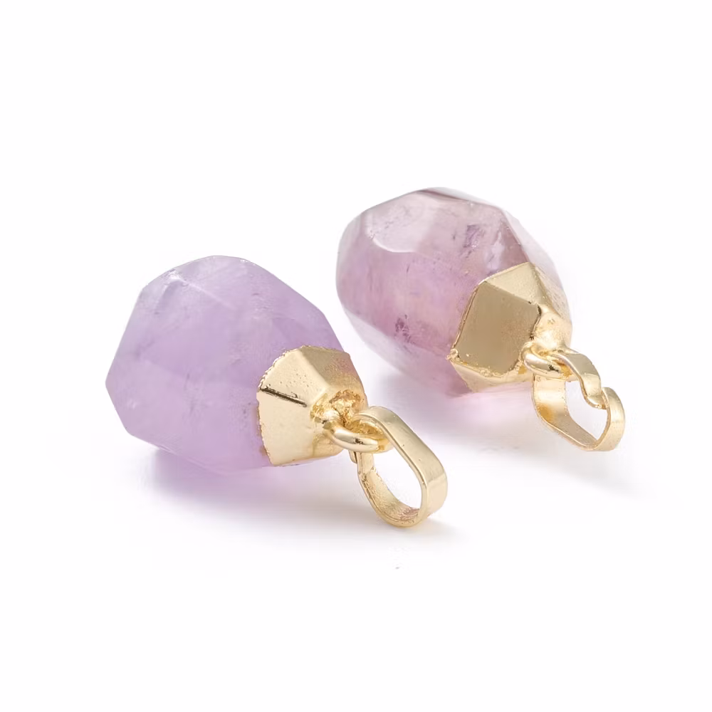 Guldfärgat hänge droppe ametist, 1 st