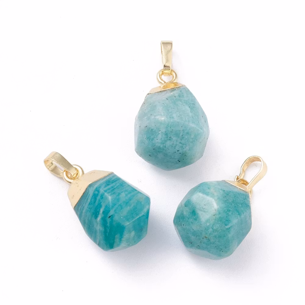 Guldfärgat hänge droppe amazonite, 1 st