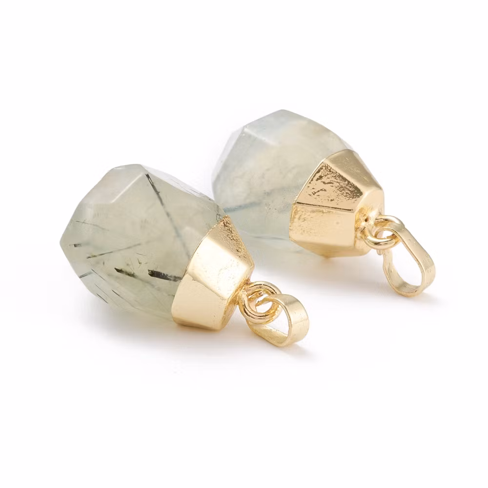 Guldfärgat hänge droppe prehnit, 1 st