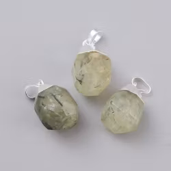 Silverfärgat hänge droppe prehnit, 1 st