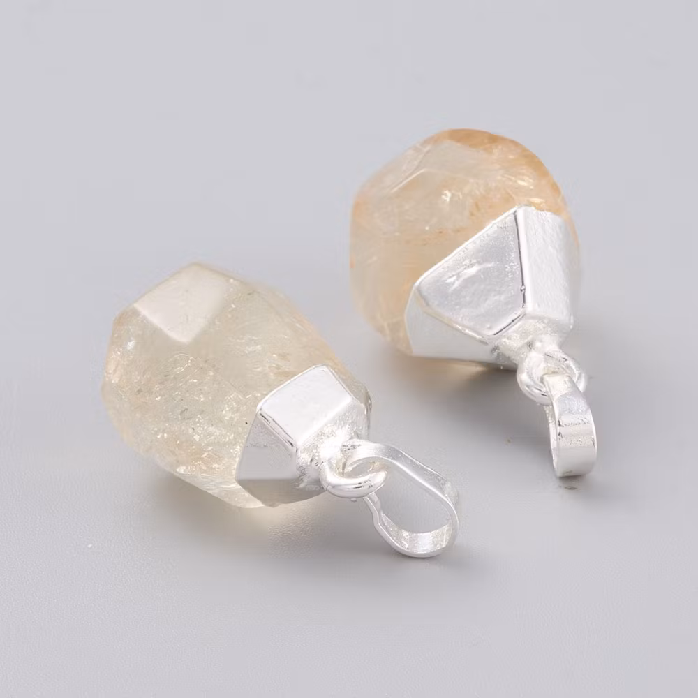 Silverfärgat hänge droppe citrin, 1 st