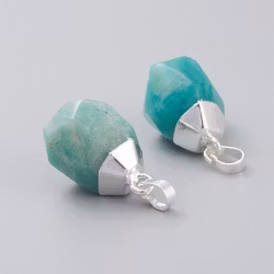 Silverfärgat hänge droppe amazonite, 1 st