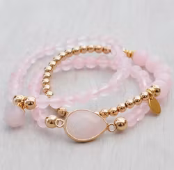 Guldfärgad connector rosenkvarts, 1 st