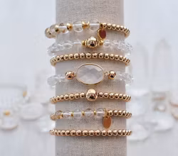 Guldfärgad connector bergkristall, 1 st