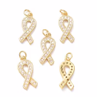 Guldfärgad berlock cubic zirconia rosa bandet, 1 st