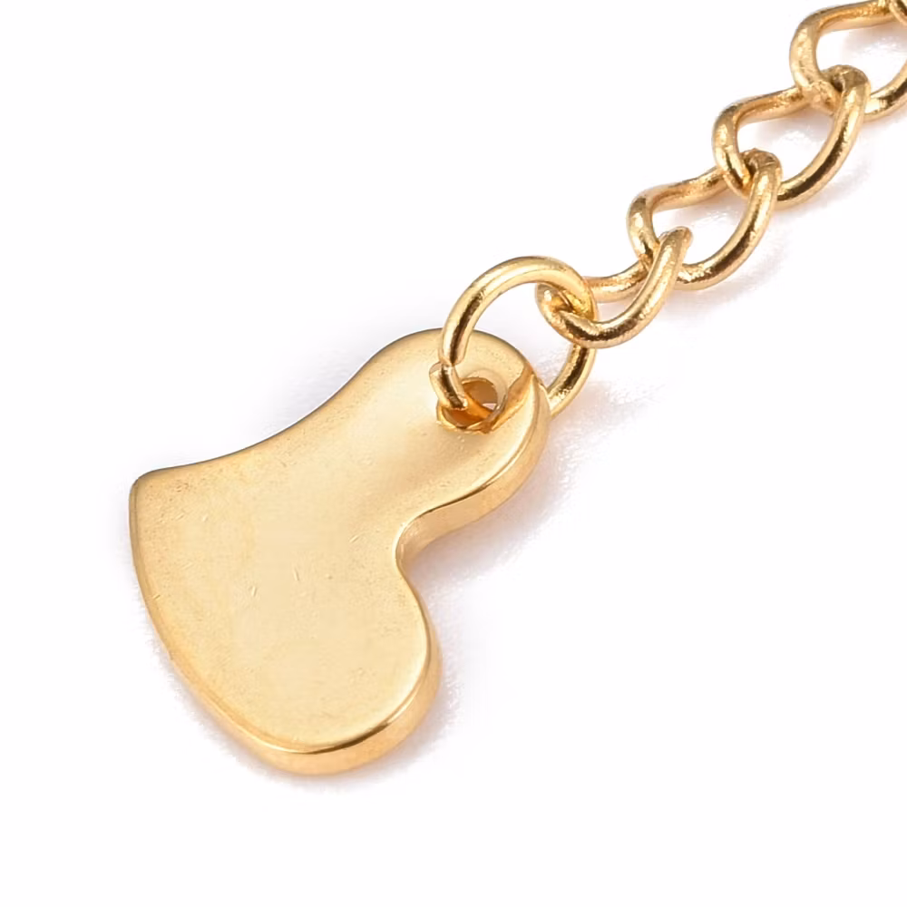 Guldfärgat rostfritt stål förlängsningkedja med hjärta, 1 st