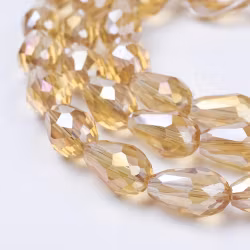 Facetterade glasdroppar guld AB 15 mm, 10 st