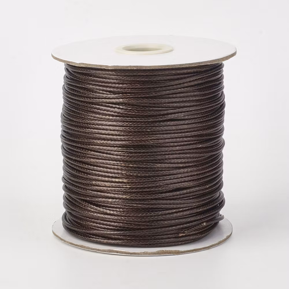 Vaxad bomullstråd 1 mm mörkbrun, 5 m