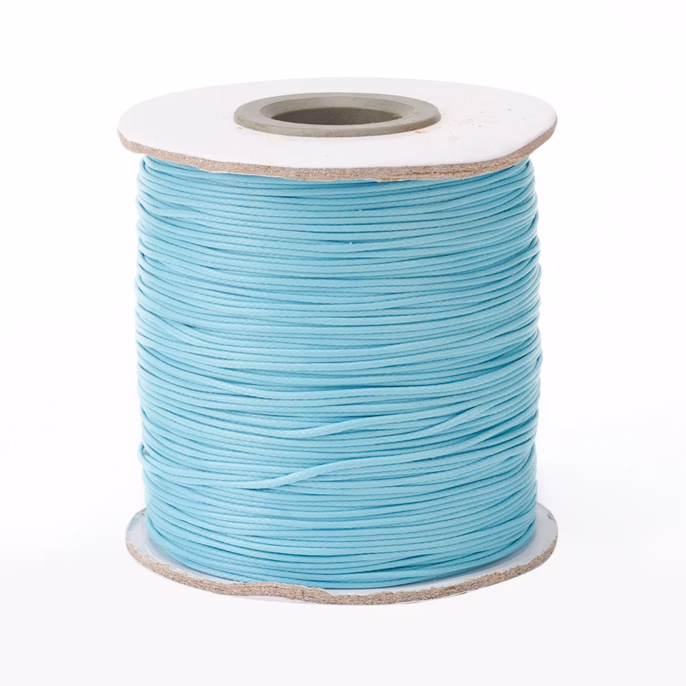 Vaxad bomullstråd 1 mm ljusblå, 5 m