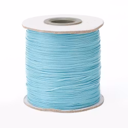Vaxad bomullstråd 1 mm ljusblå, 5 m