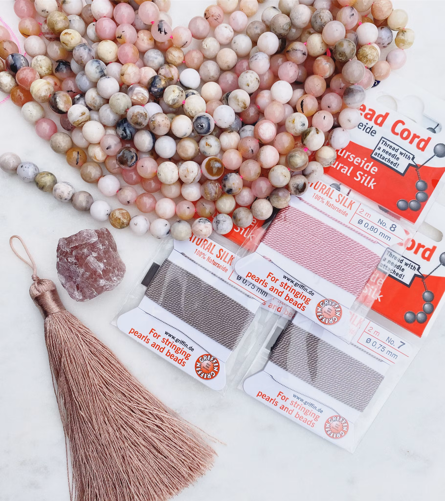 Rosa Opal 4 mm, 1 sträng