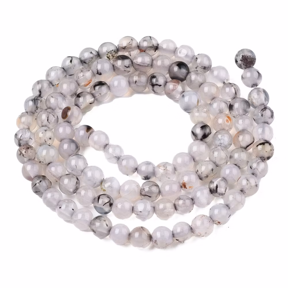 Agat 8 mm ljusgrå melerad, 1 sträng