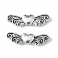 REA: Antikfärgade änglavingar sirliga med hjärtan, 10 st