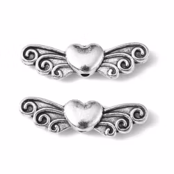 REA: Antikfärgade änglavingar sirliga med hjärtan, 10 st