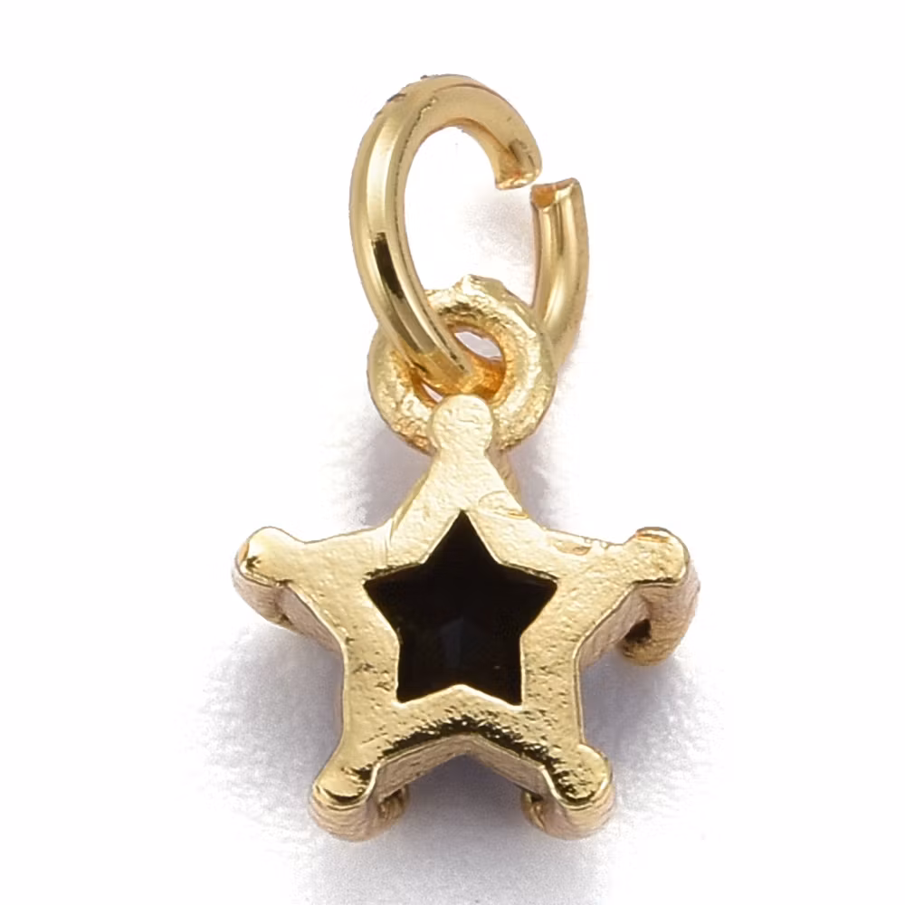 Guldfärgad berlock svart stjärna med cubic zirconia, 1 st