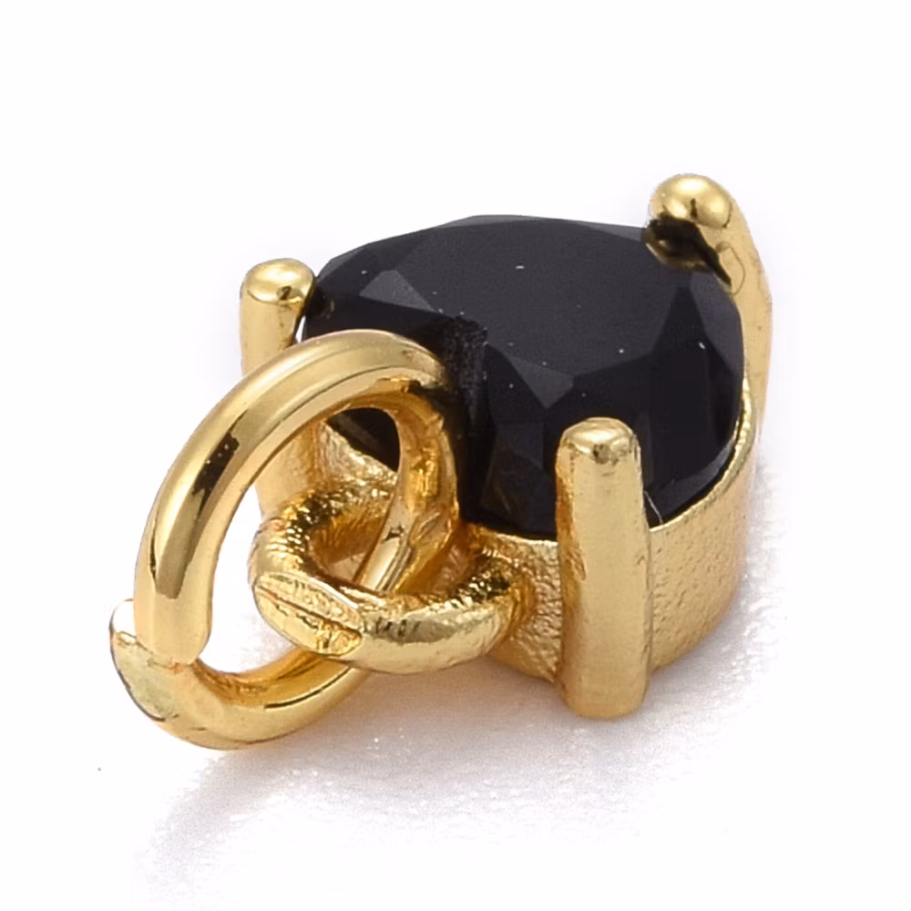 Guldfärgad berlock svart hjärta med cubic zirconia, 1 st