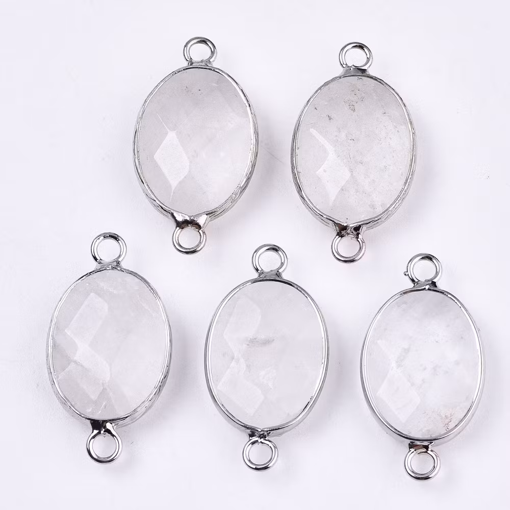 Antikfärgad connector bergkristall, 1 st