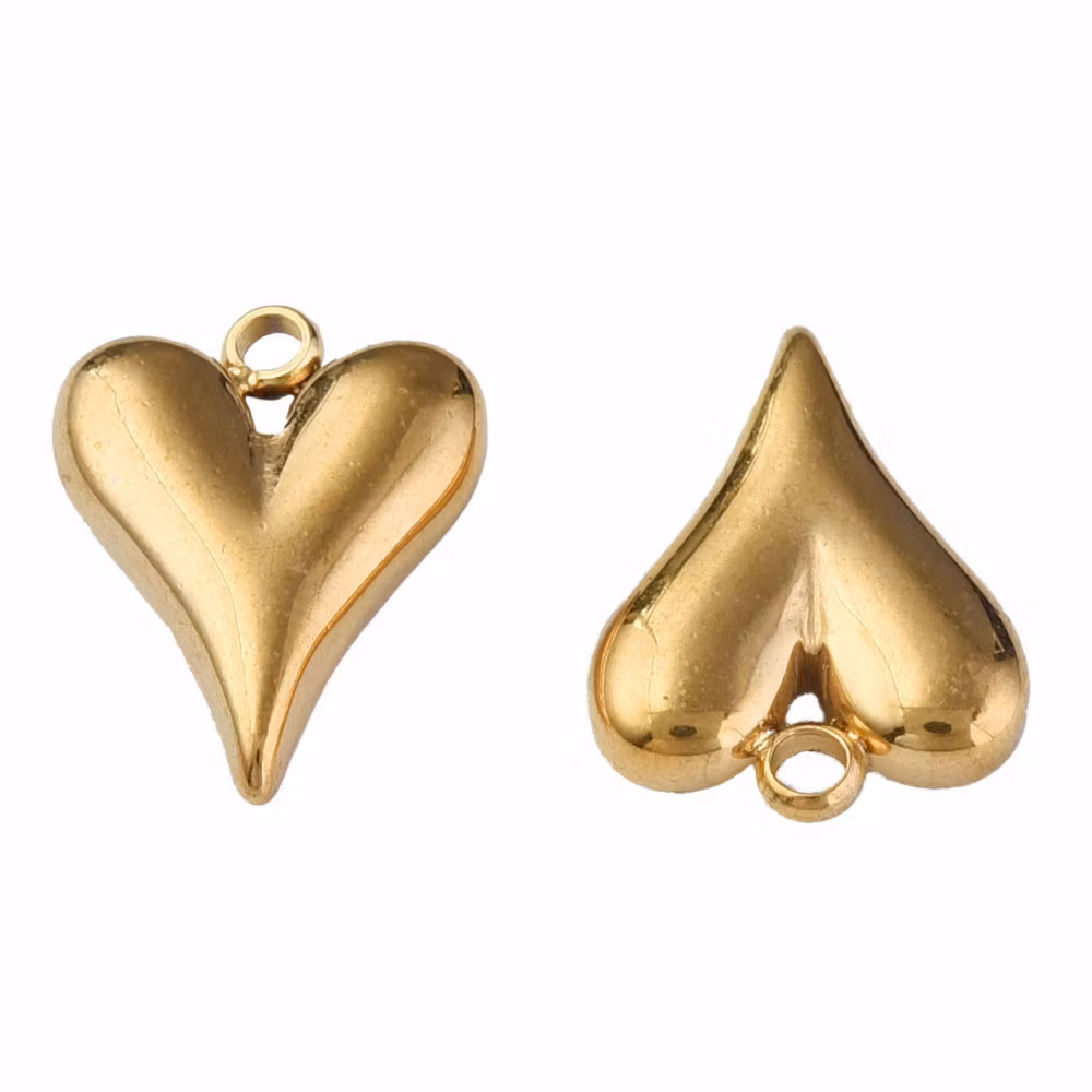 Guldfärgat rostfritt stål hänge litet hjärta med PVD plätering, 1 st