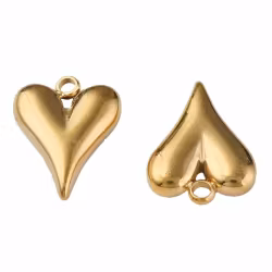 Guldfärgat rostfritt stål hänge litet hjärta med PVD plätering, 1 st