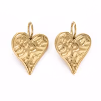 Guldfärgat rostfritt stål hänge mönstrat hjärta med PVD plätering, 1 st