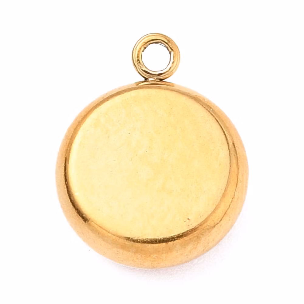 Guldfärgat rostfritt stål stor berlock glas, 1 st