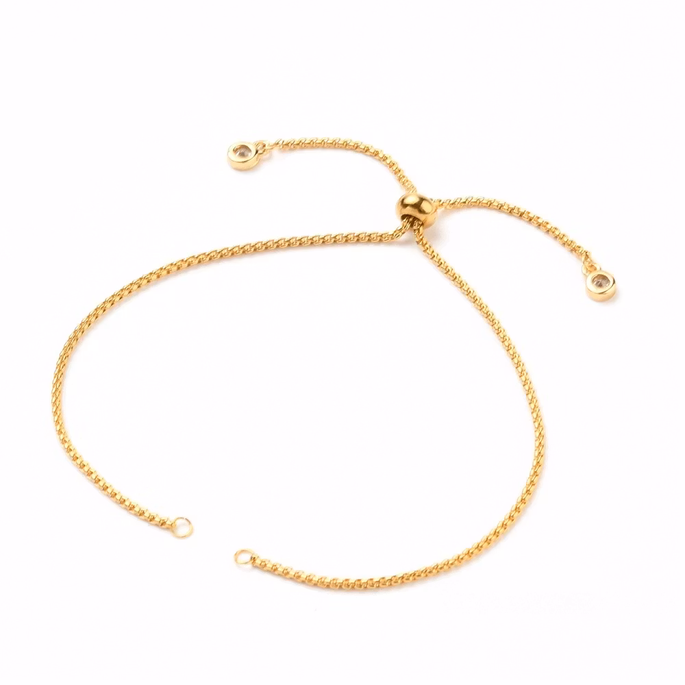 Guldfärgat rostfritt stål med reglerbar armbandslänk boxkedja, 1 st