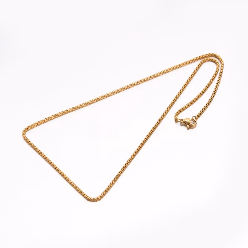 Guldfärgat rostfritt stål boxkedja med klolås 45 cm, 1 st