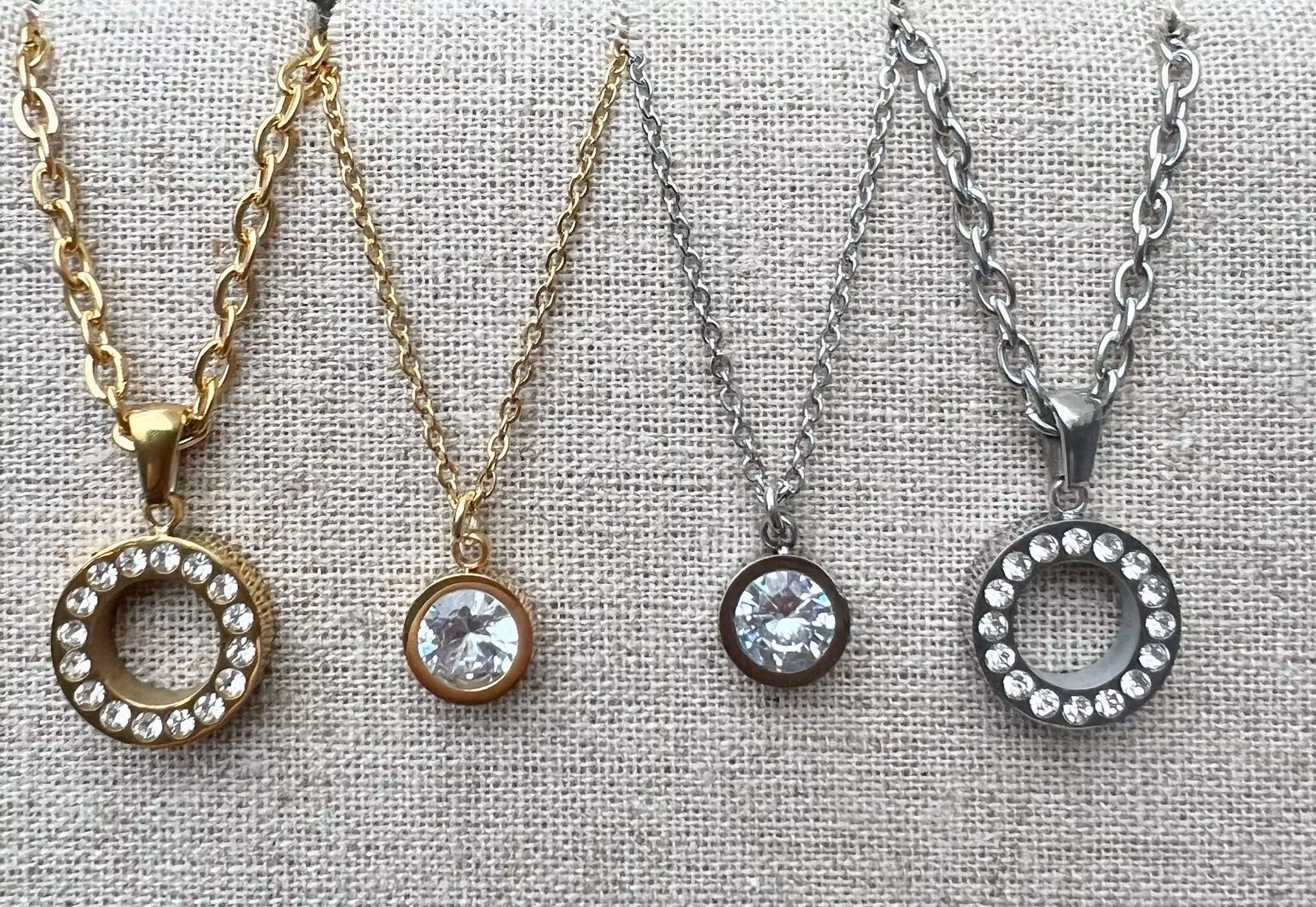 Rostfritt stål hänge med strass, 1 st