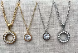 Guldfärgat rostfritt stål hänge med strass med PVD plätering, 1 st