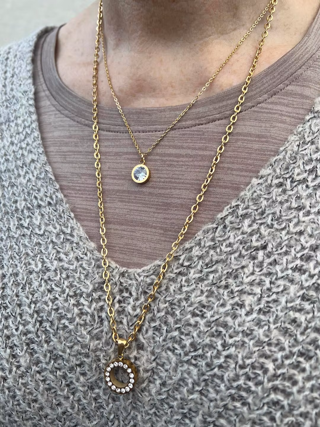 Guldfärgat rostfritt stål rak berlock glas, 1 st