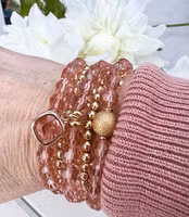 Facetterade glaspärlor 8 mm blekt laxrosa, 1 sträng