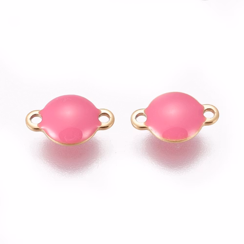 Guldfärgat rostfritt stål connector cerise, 1 st