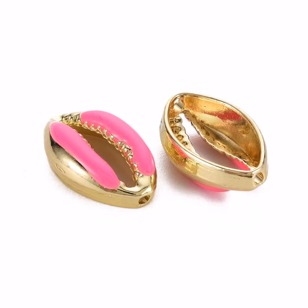 REA. Guldfärgat rostfritt stål connector snäcka cerise, 1 st