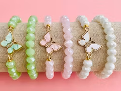 Ljust guldfärgad connector fjäril aqua, 1 st