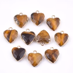 REA: Guldfärgad berlock hjärta tigeröga 2:a sort, 1 st