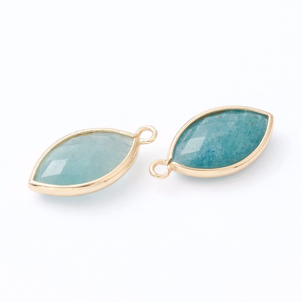 Guldfärgad avlång berlock amazonite, 1 st