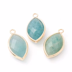 Guldfärgad avlång berlock amazonite, 1 st