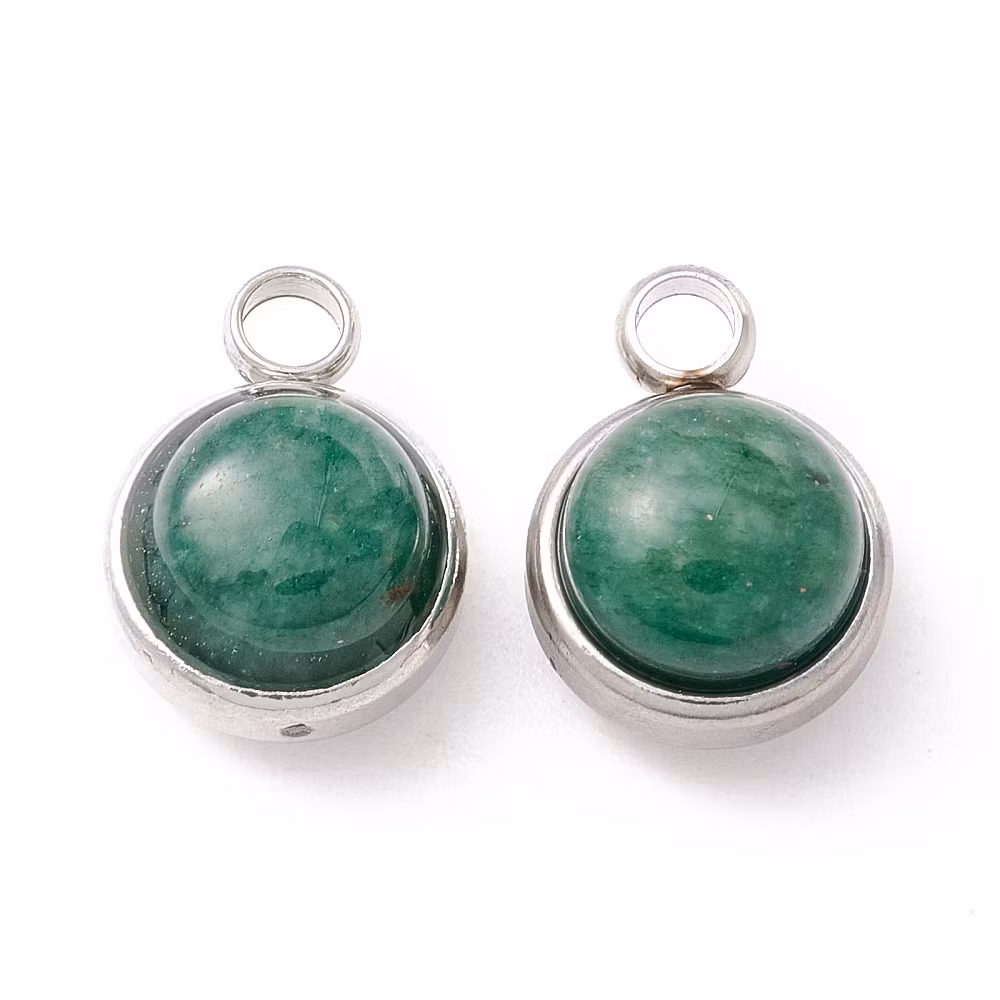 Rostfritt stål berlock aventurin, 1 st