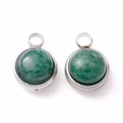 Rostfritt stål berlock aventurin, 1 st