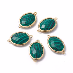 Gold-colored connector malachite, 1 pc.