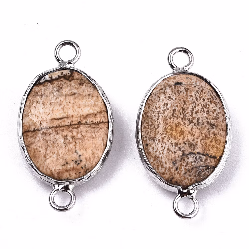 Antikfärgad connector bildjaspis, 1 st