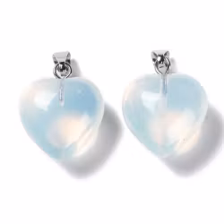 Antique colored pendant heart opalite, 1 pc.
