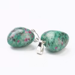 Antique colored pendant heart ruby zoisite, 1 pc.