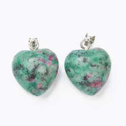 Antique colored pendant heart ruby zoisite, 1 pc.