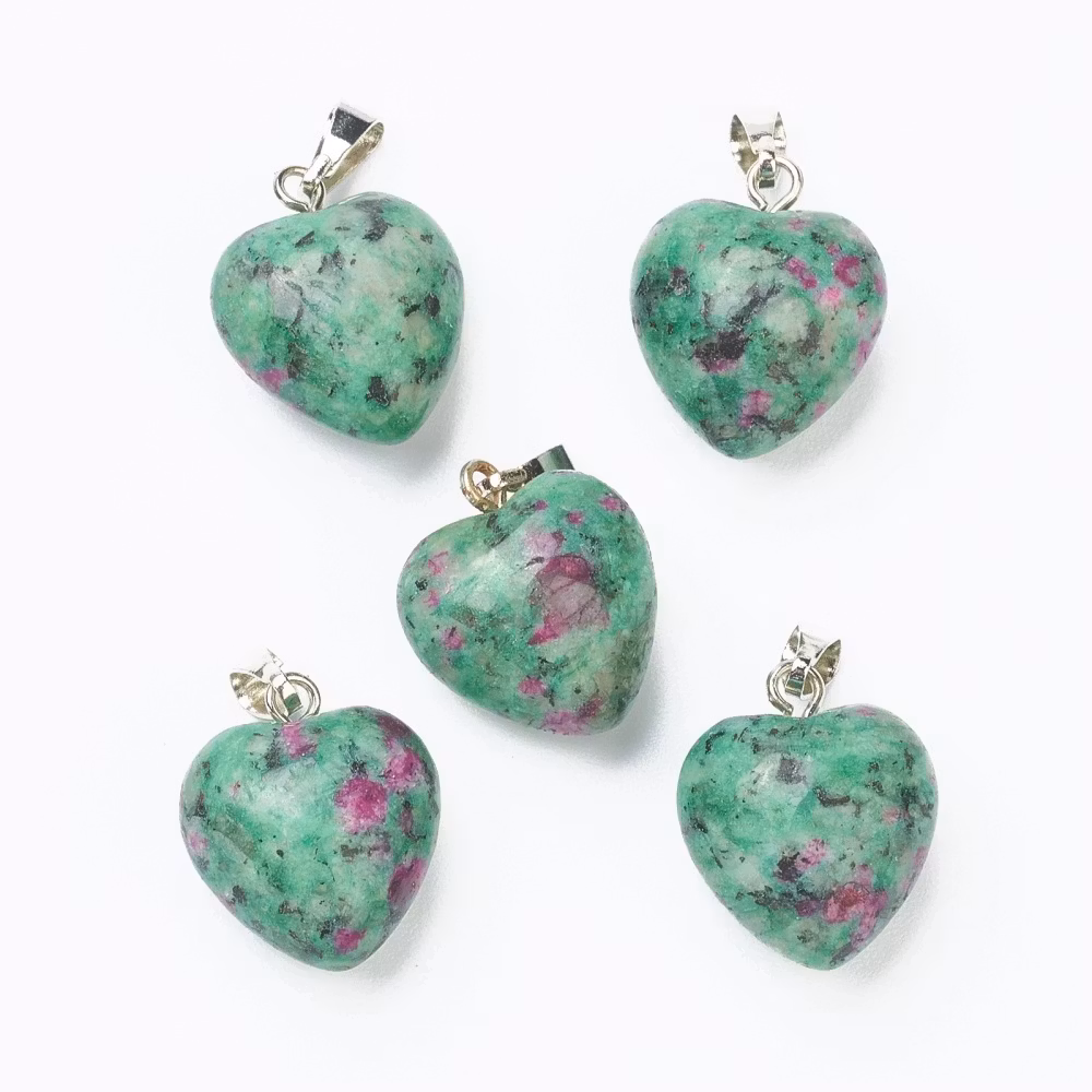 Antikfärgat hänge hjärta ruby zoisite, 1 st