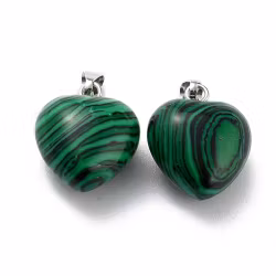 Antikfärgat hänge hjärta malakit, 1 st