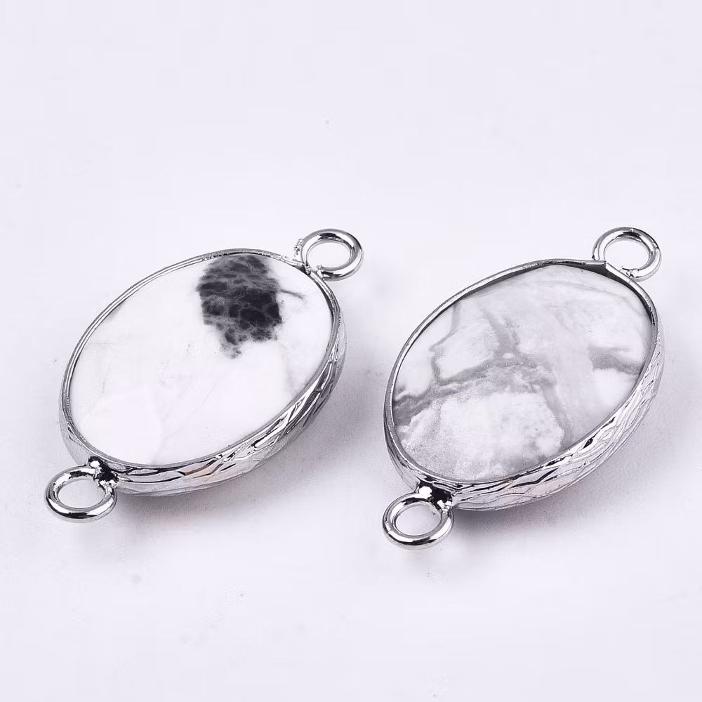 Antikfärgad connector howlite vit, 1 st