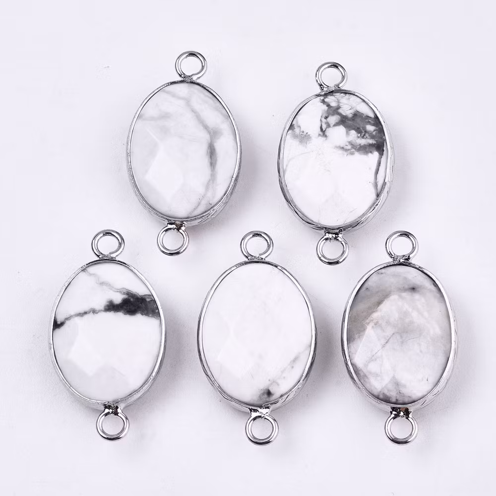 Antikfärgad connector howlite vit, 1 st