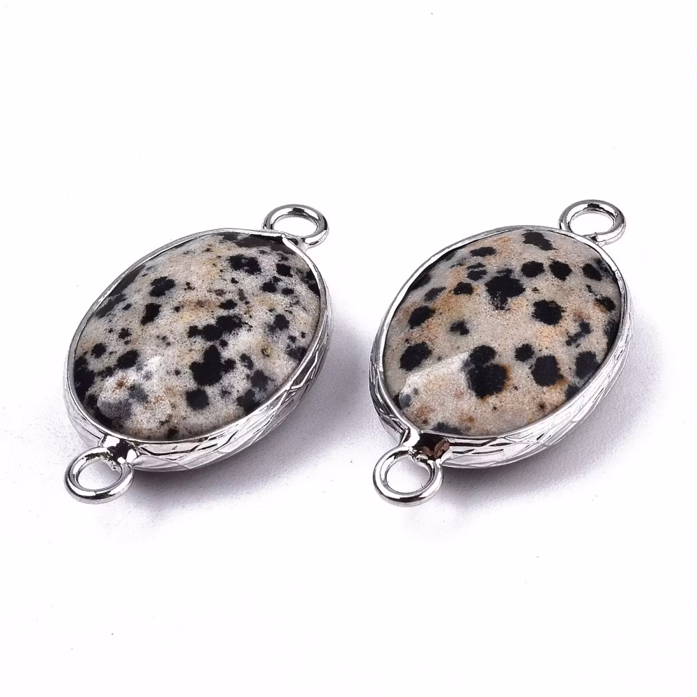 Antikfärgad connector Dalmatiner Jaspis, 1 st