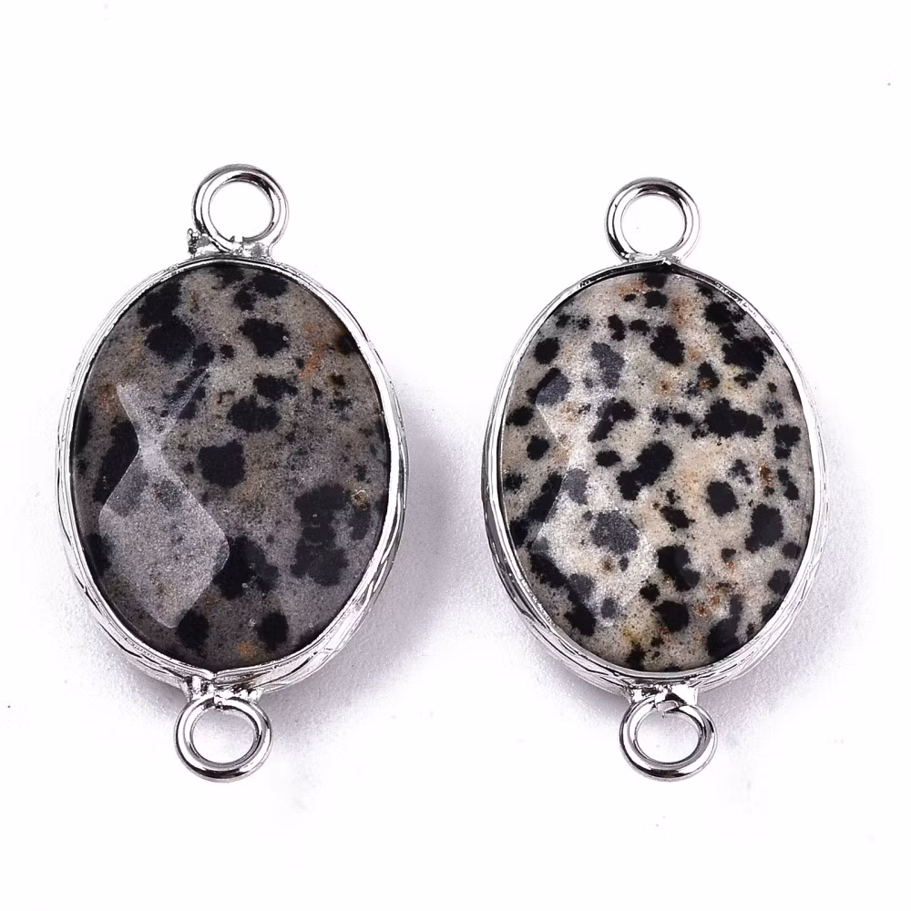 Antikfärgad connector Dalmatiner Jaspis, 1 st